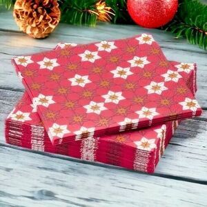 IKEA‎ VINTERFINT Paper Napkins Christmas Floral Pattern 9 ½x9 ½ " Red/2 PACK